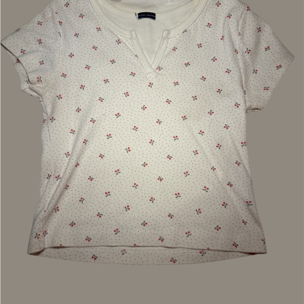 Brandy Melville White Polo T-Shirt Fitted Short Sleeve